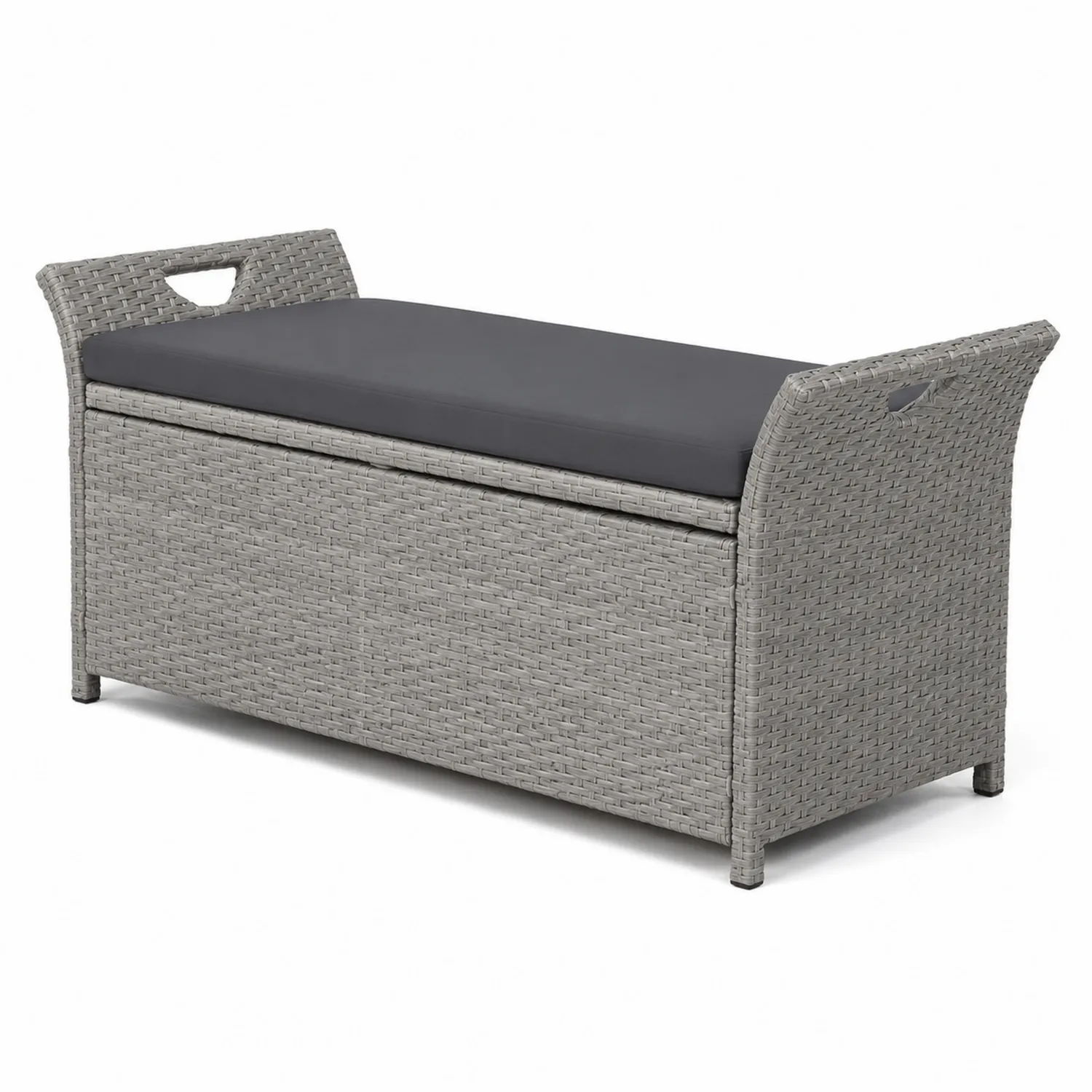 Gartenbank aus Polyrattan mit Stauraum Grau 120x50x60cm