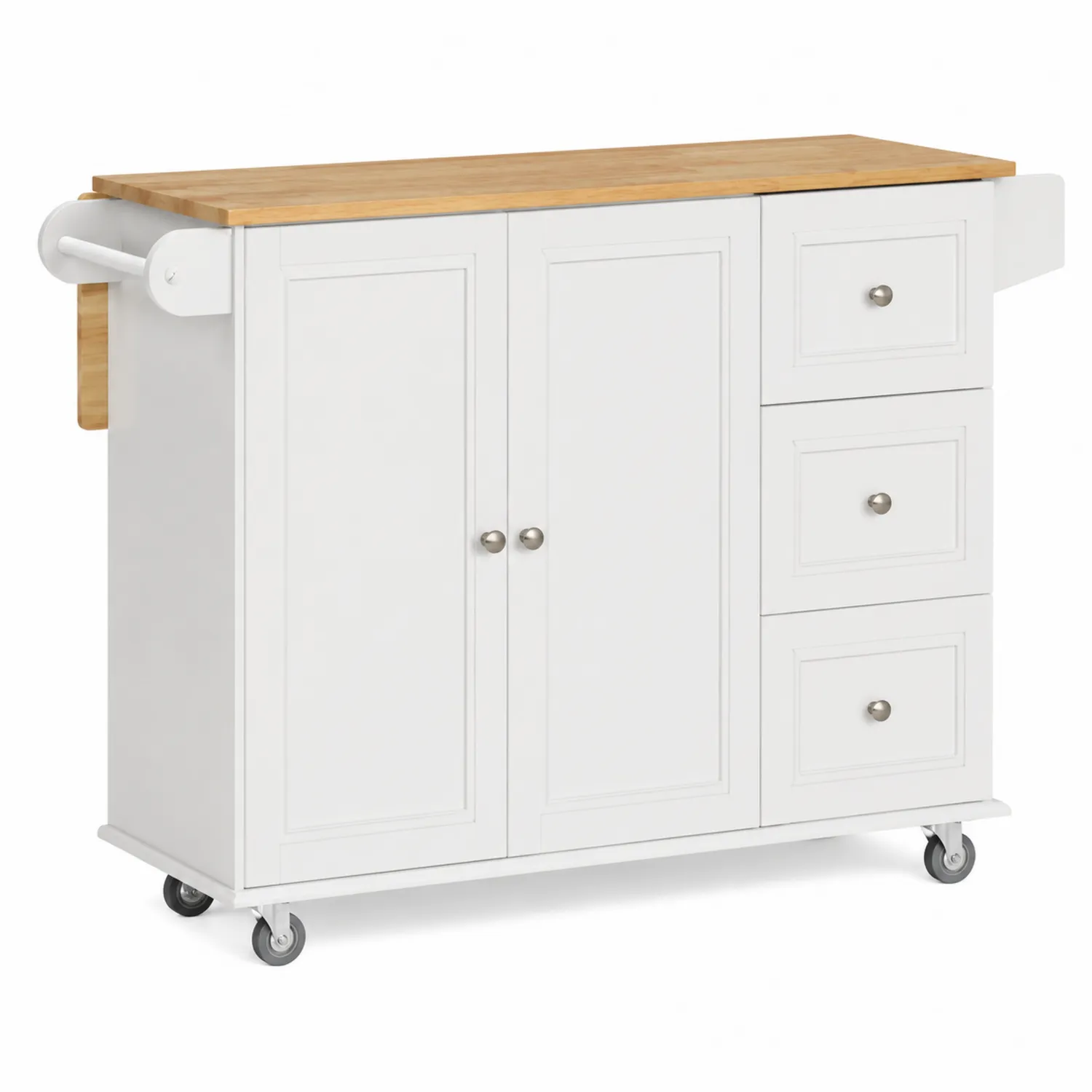 Küchenwagen aus MDF mit Holzoberfläche Weiß