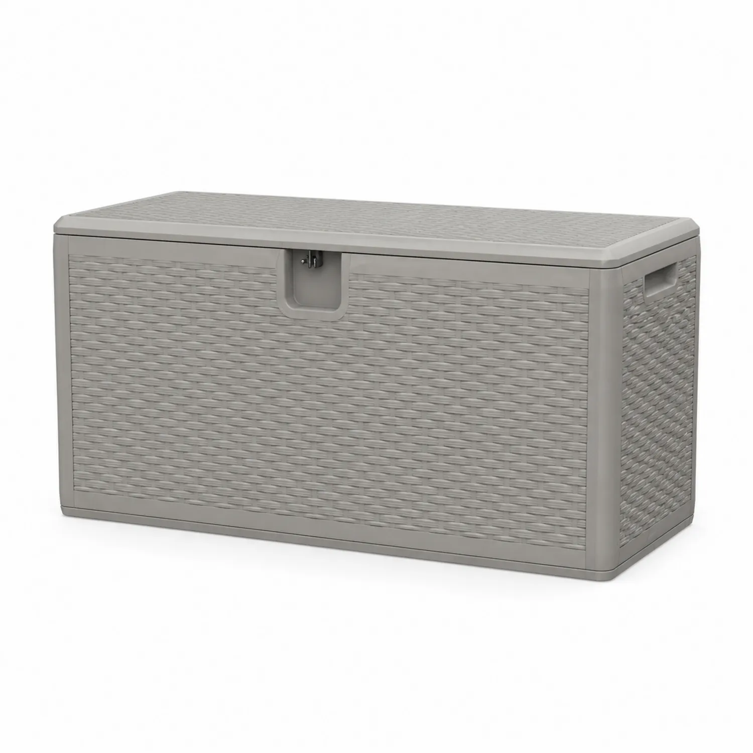 Kunststoff Aufbewahrungsbox Rattanoptik Polypropylen Grau 120cm x 45cm x 60cm