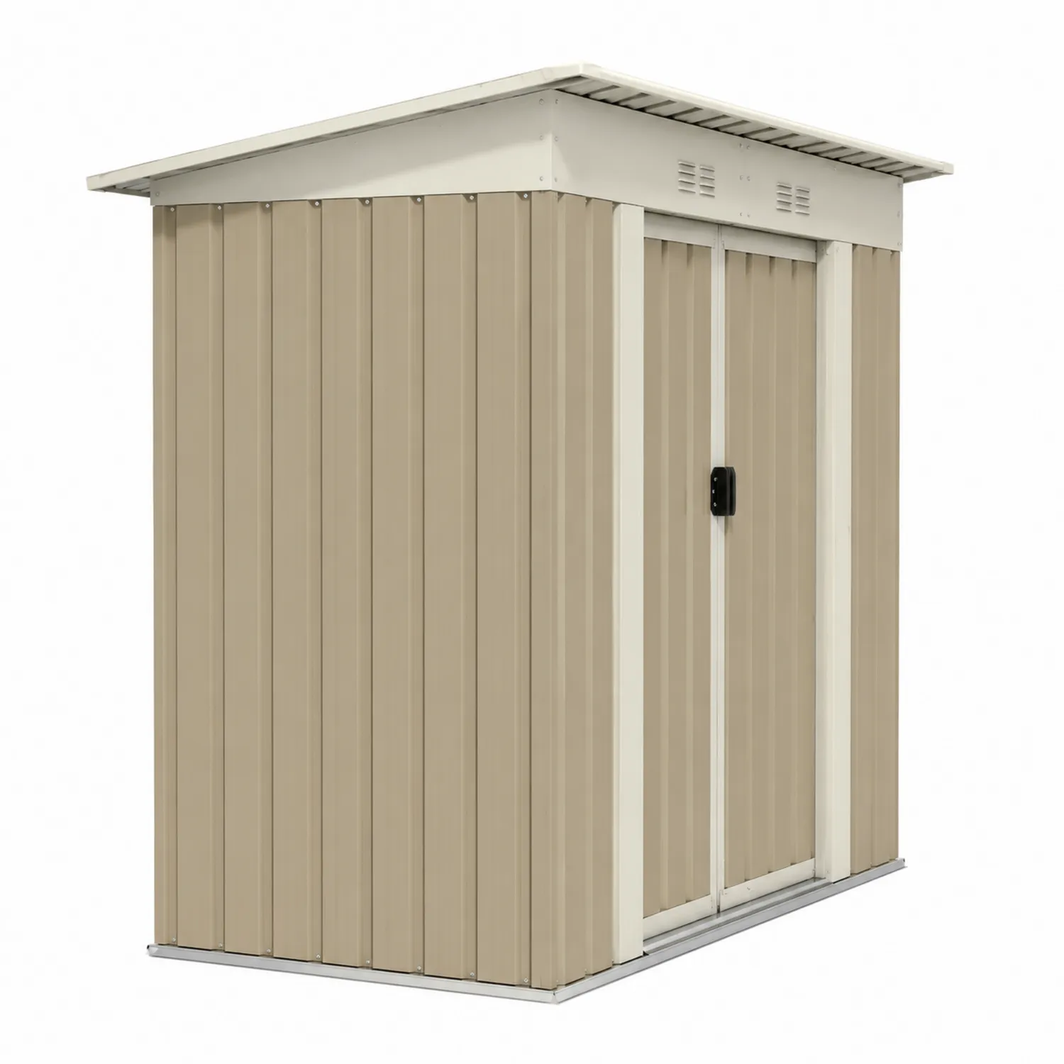Gartenschuppen aus Stahl mit Schiebetür 213x130x173 cm Beige