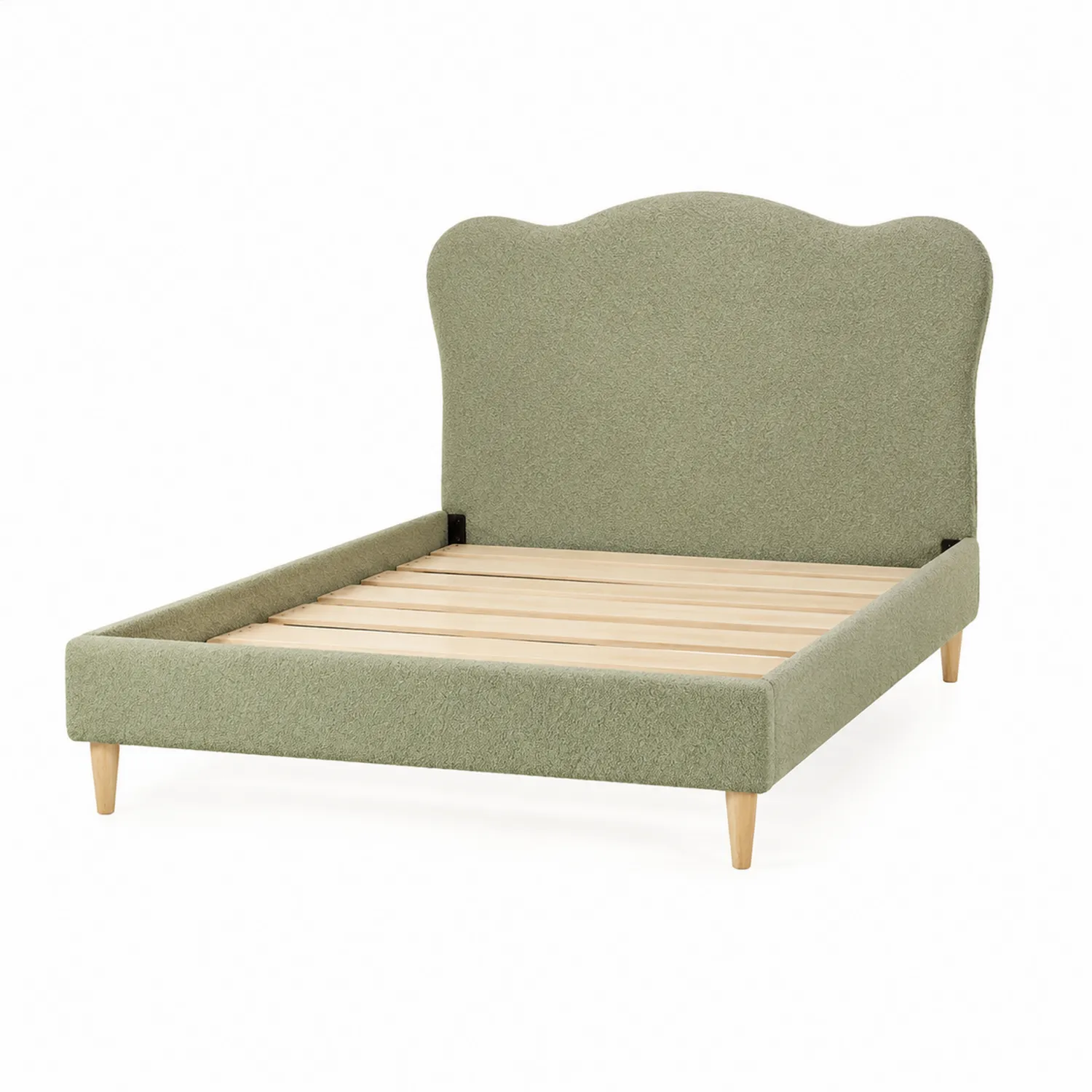 Grünes Stoff-Paneelbett mit Lattenrost 200x160 cm