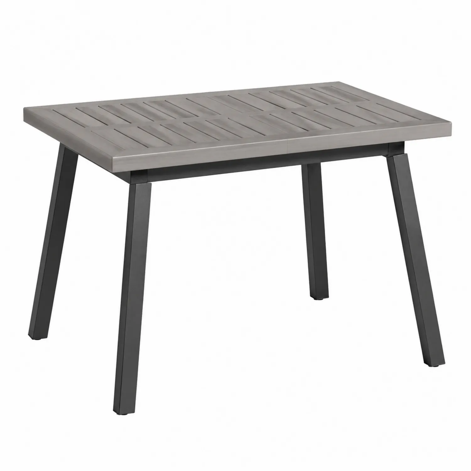 Gartentisch Aluminium Holzoptik Grau 90x60x75 cm