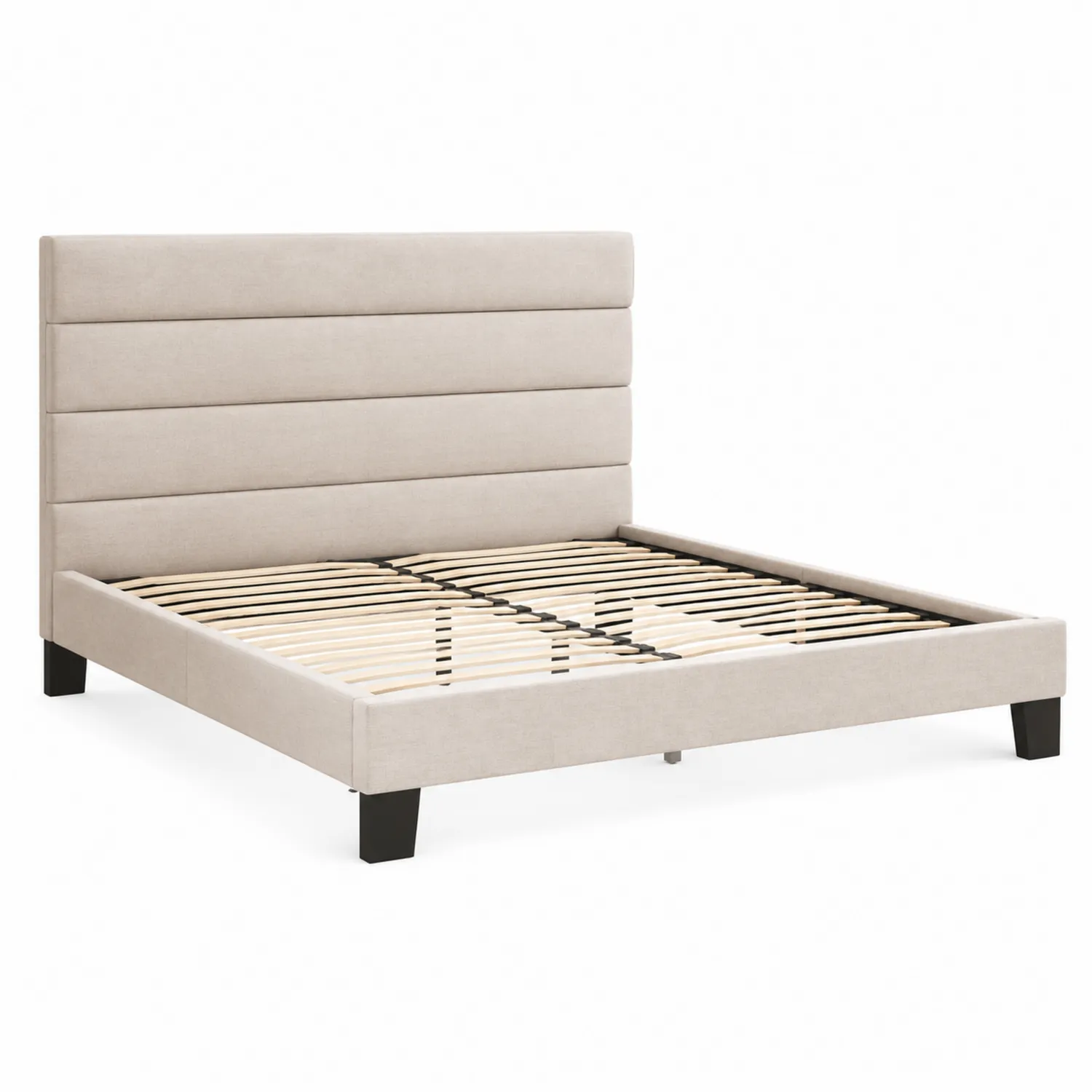 Bettgestell Holzrahmen mit Stoffbezug Beige 200x160 cm