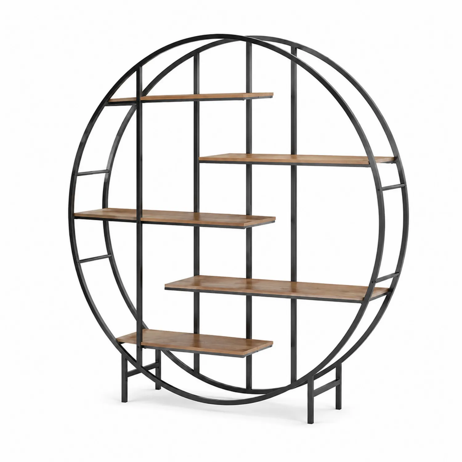 Rundes Metall-Holz Bücherregal 180cm