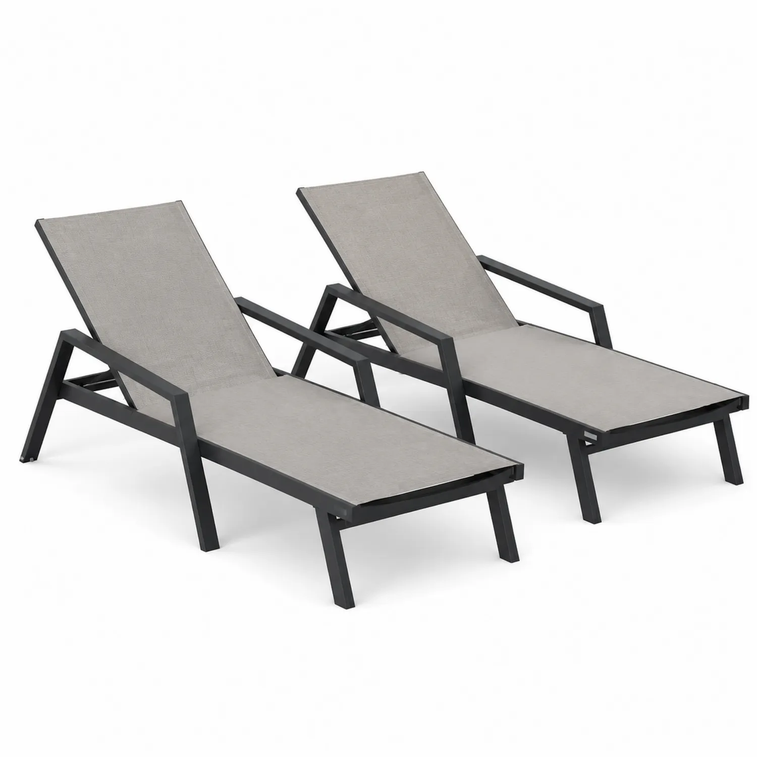 Set von 2 Gartenliegen Aluminium Textilene Grau