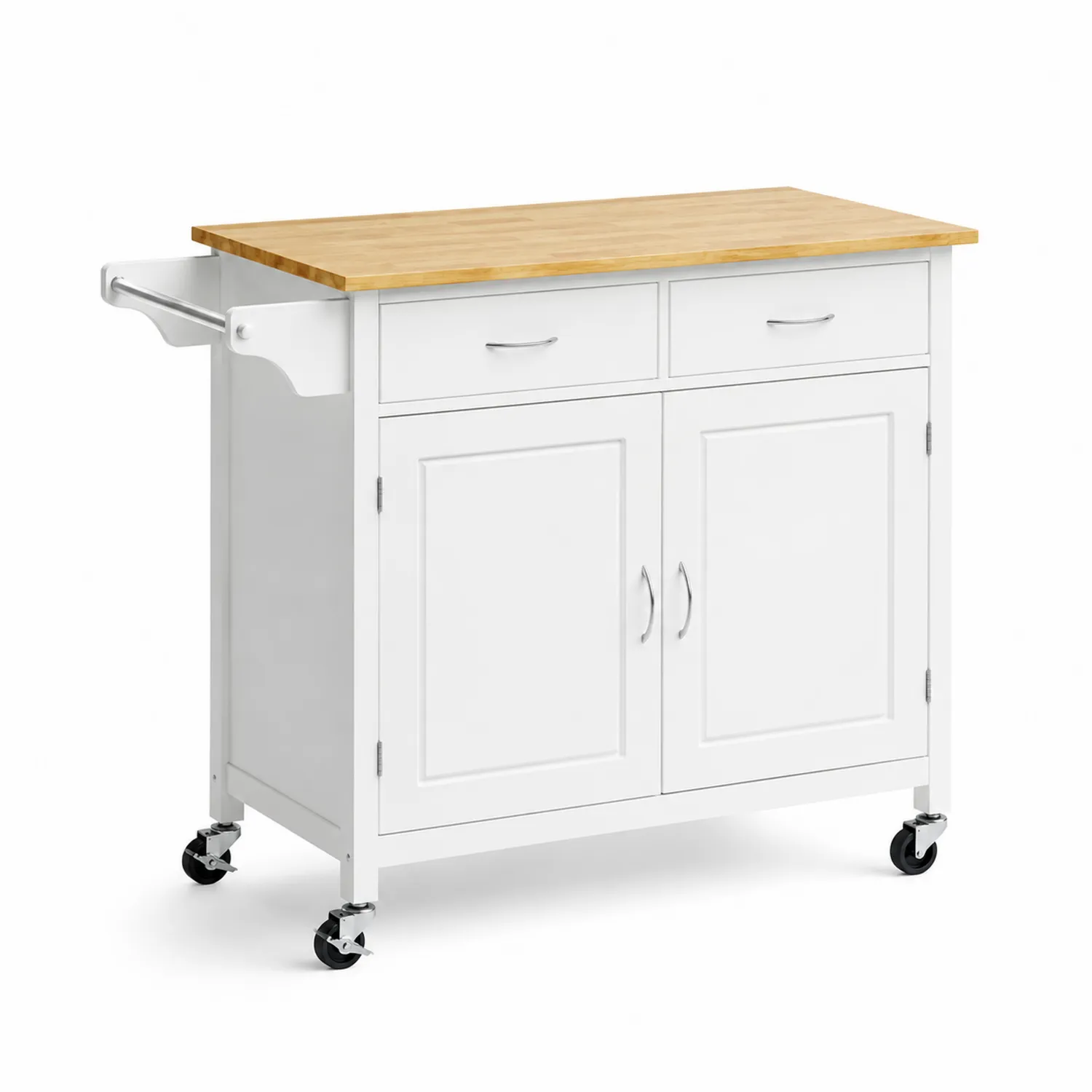 Küchenwagen MDF Bambus Weiß 106x48x92cm
