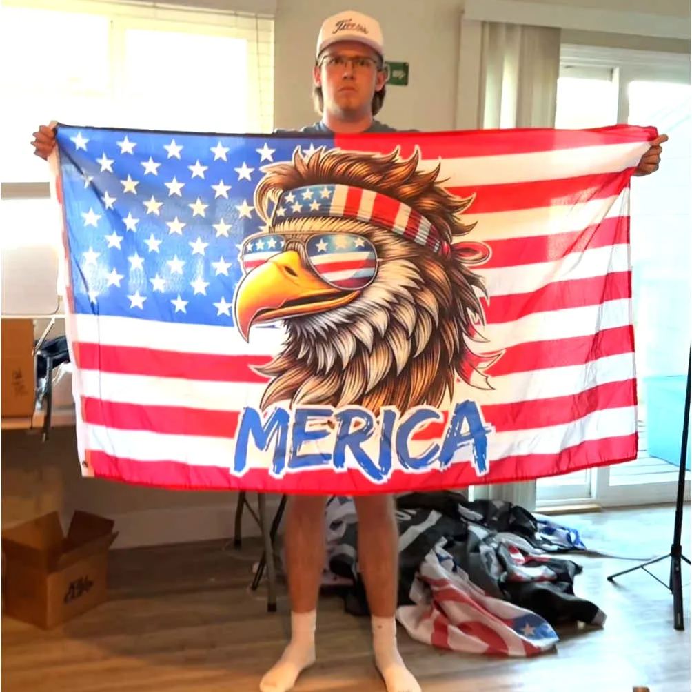 The perfect 4th of July gift!🎁 - Funny American Flag Bald Eagle MERICA 3x5