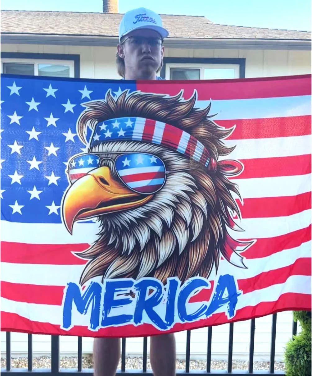 The perfect 4th of July gift!🎁 - Funny American Flag Bald Eagle MERICA 3x5