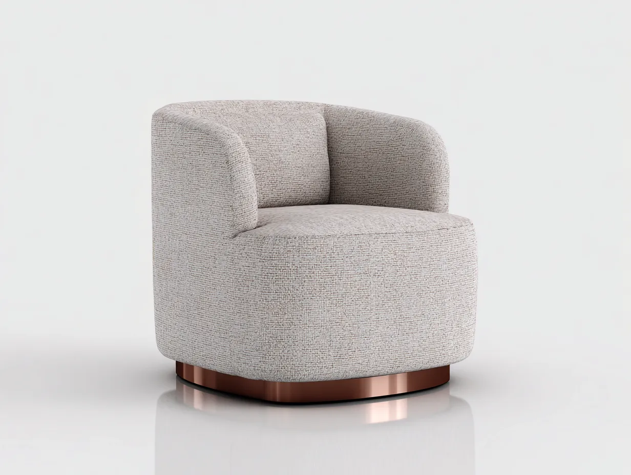 Sillón giratorio naranja 128x112x78 cm - terciopelo acolchado - diseño envolvente para salón
