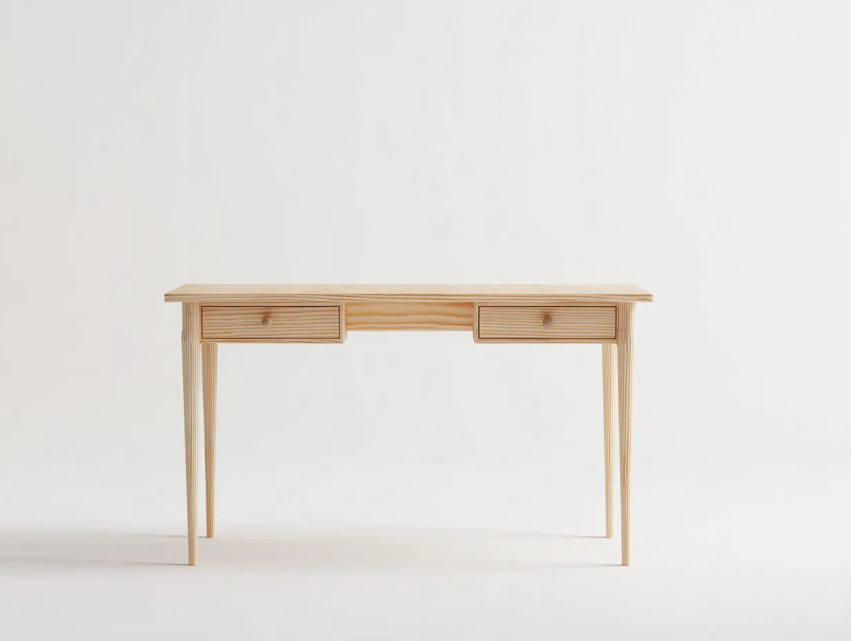 Escritorio de madera clara 138x55x78 cm - dos cajones laterales - estilo ligero para estudio