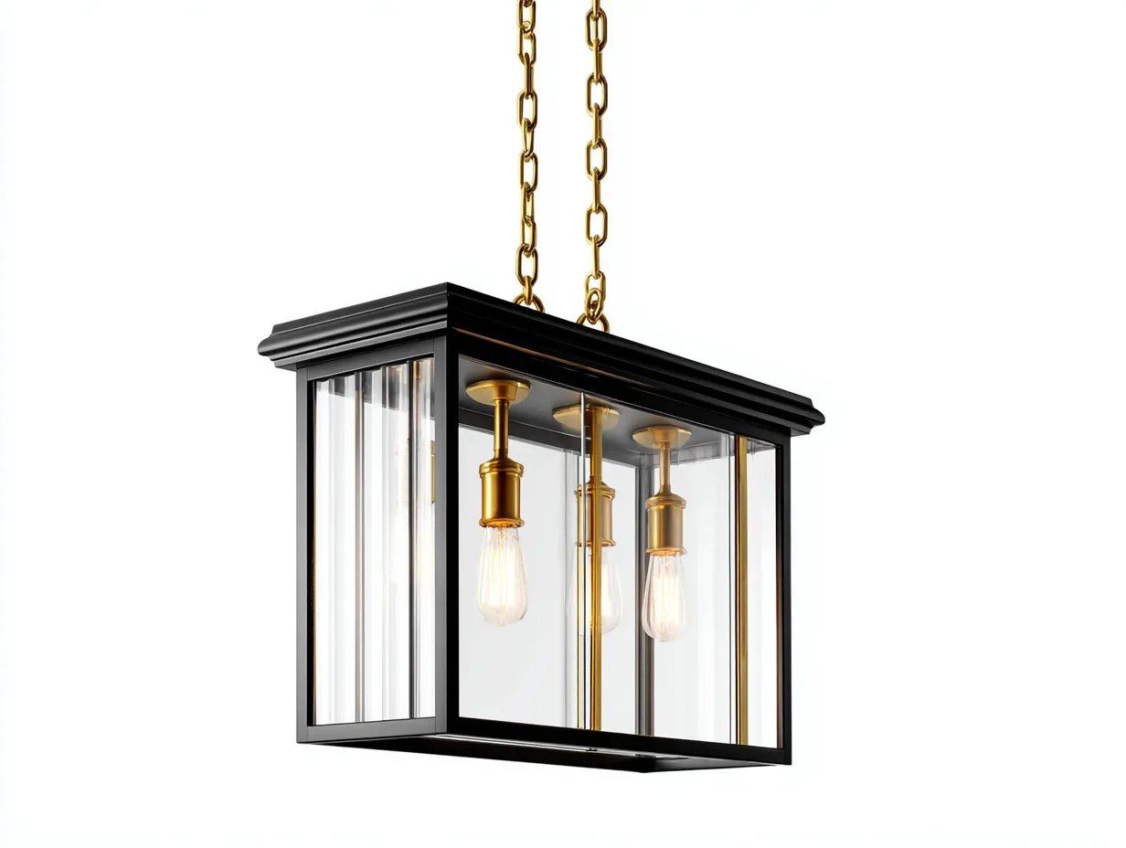 Lámpara Colgante exterior 90x18x14 cm - negro y blanco cálido - pantalla lineal con difusor opal