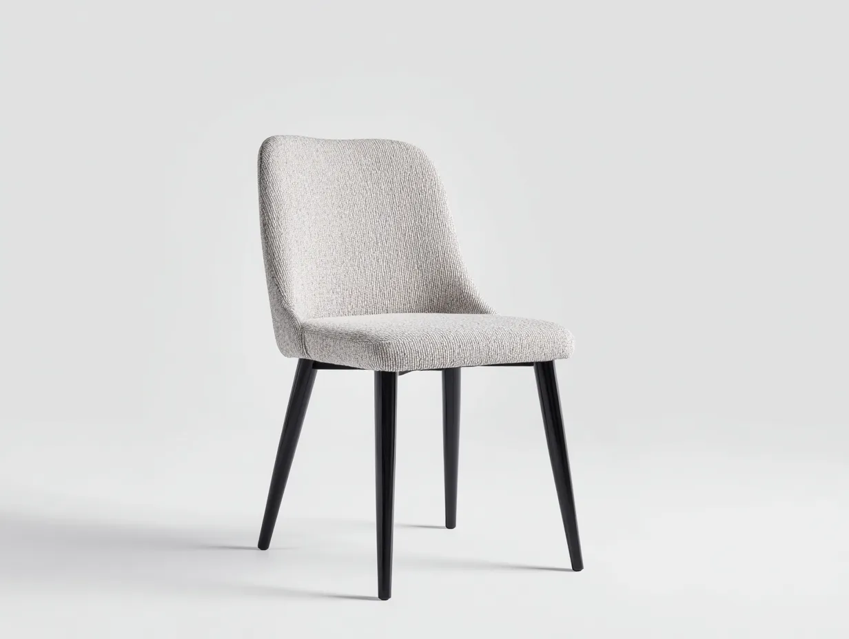 Silla de Comedor 47x54x81 cm - tela gris perla y patas negras - estilo limpio