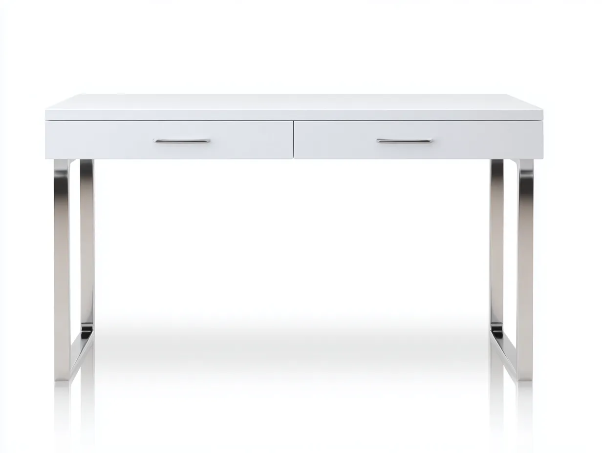 Escritorio blanco lacado 138x60x76 cm - dos cajones frontales - base metálica tipo marco para estudio