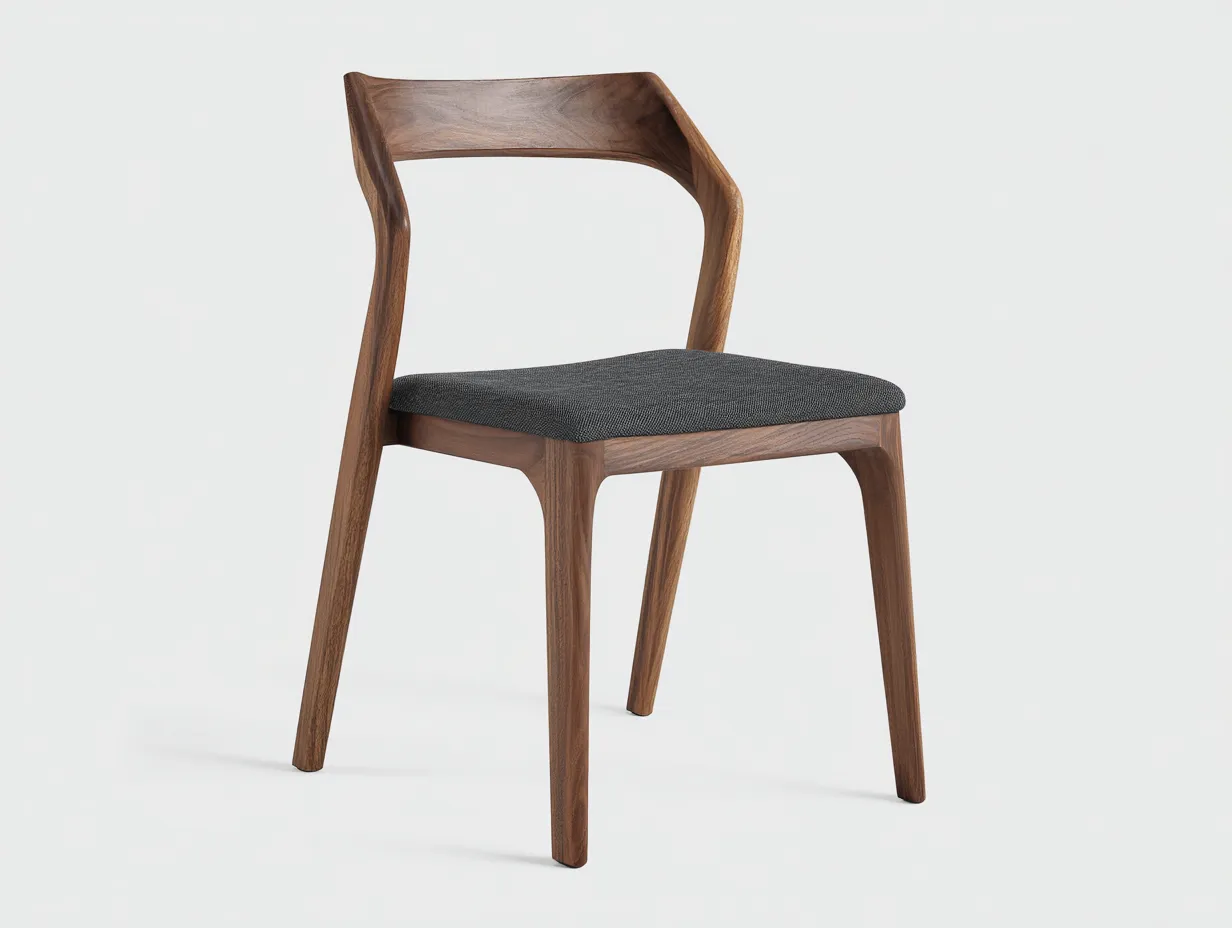 Silla de Comedor 50x54x79 cm - nogal y asiento gris antracita - respaldo escultórico