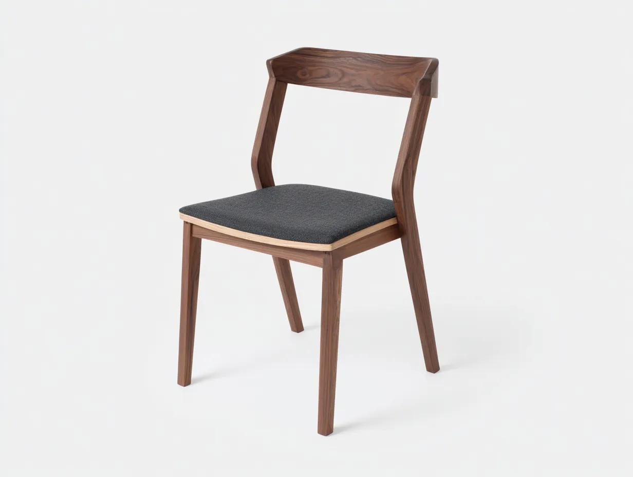 Silla de Comedor 49x53x81 cm - nogal y asiento gris oscuro - diseño de líneas angulares