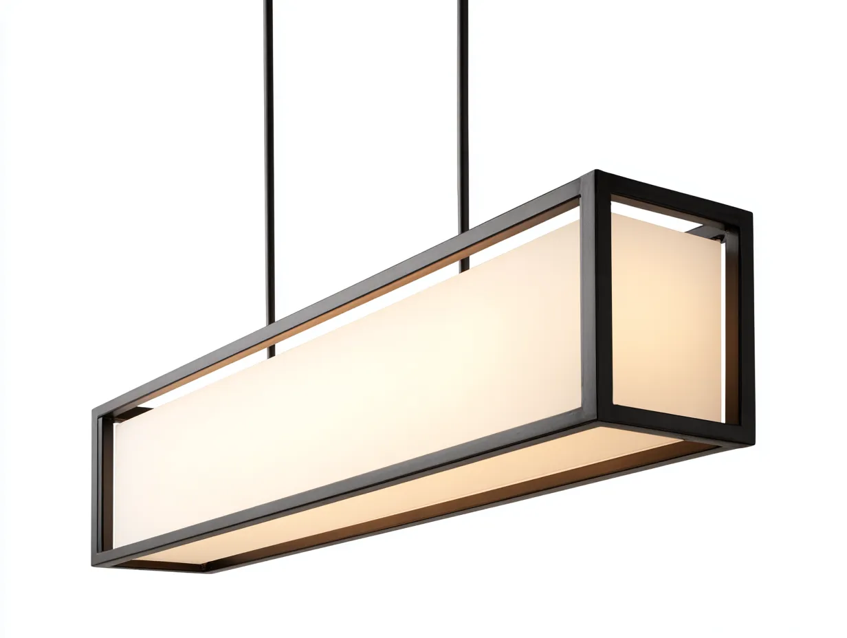 Lámpara Colgante exterior 92x28x30 cm - negro y dorado - caja rectangular con tubos de vidrio