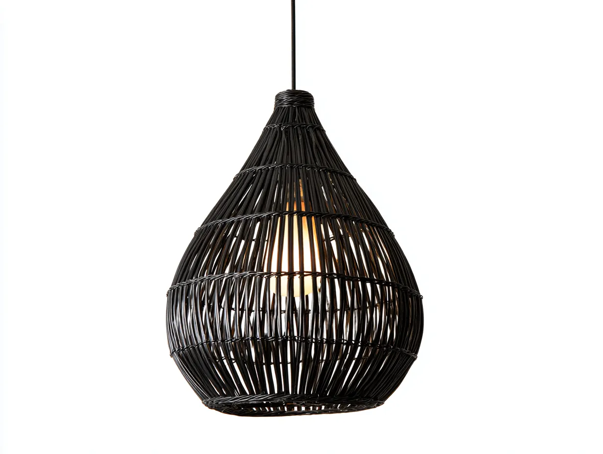 Lámpara Colgante 30x30x46 cm - ratán sintético negro - forma de lágrima para ambiente exterior