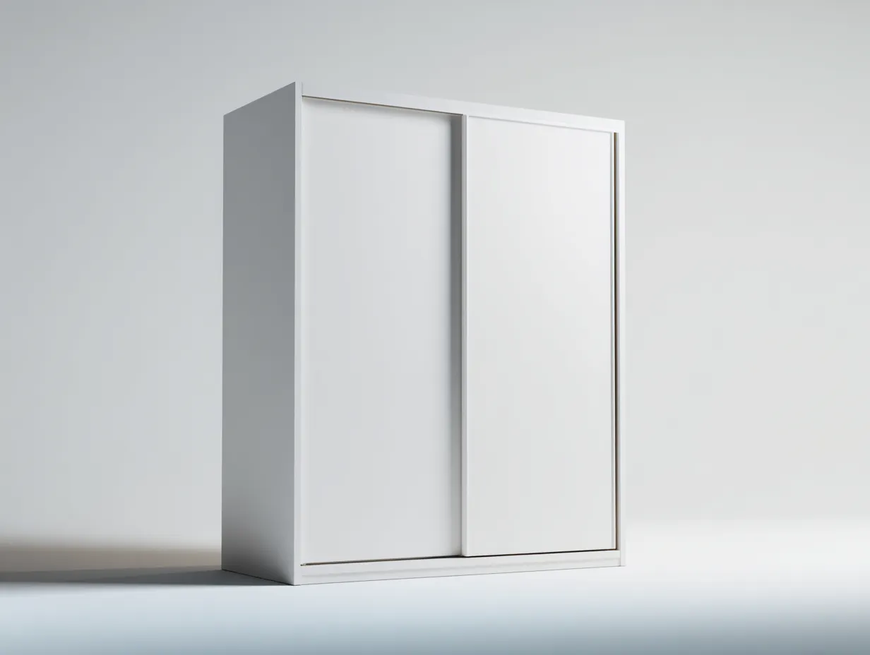 Armoire 2 portes bois 160x60x200 cm blanc pour chambre - design moderne portes coulissantes-Kavojahaus