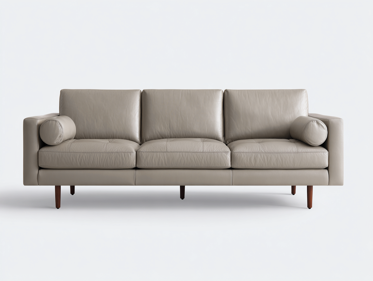 3 Sitzer Sofas Kunstleder Polster 210x88x82 cm - Beige - Modernes Design geeignet für Wohnzimmer-Zanaocorner.