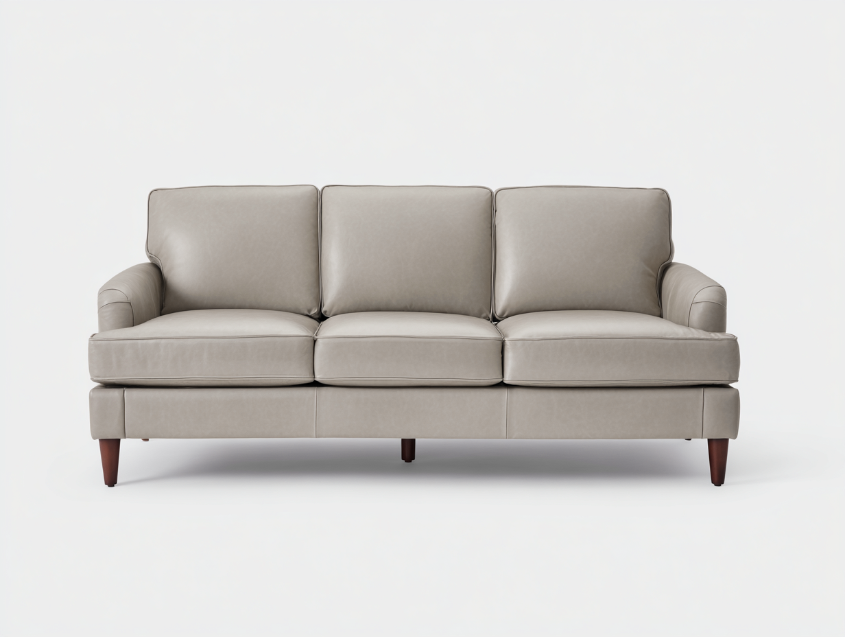 3 Sitzer Sofas Kunstleder Polster 205x90x85 cm - Beige - Modernes Design geeignet für Wohnzimmer-Zanaocorner.