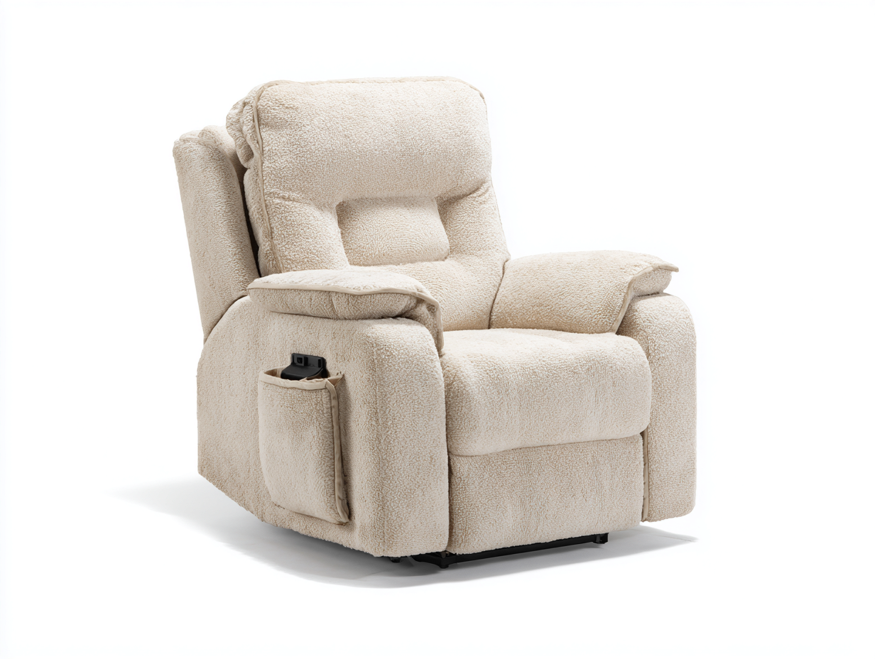 Liegesessel Stoff 100x96x105 cm - Beige - Elektrisch verstellbar - Komfortpolsterung - Modernes Design für Wohnzimmer geeignet-Zanaocorner.