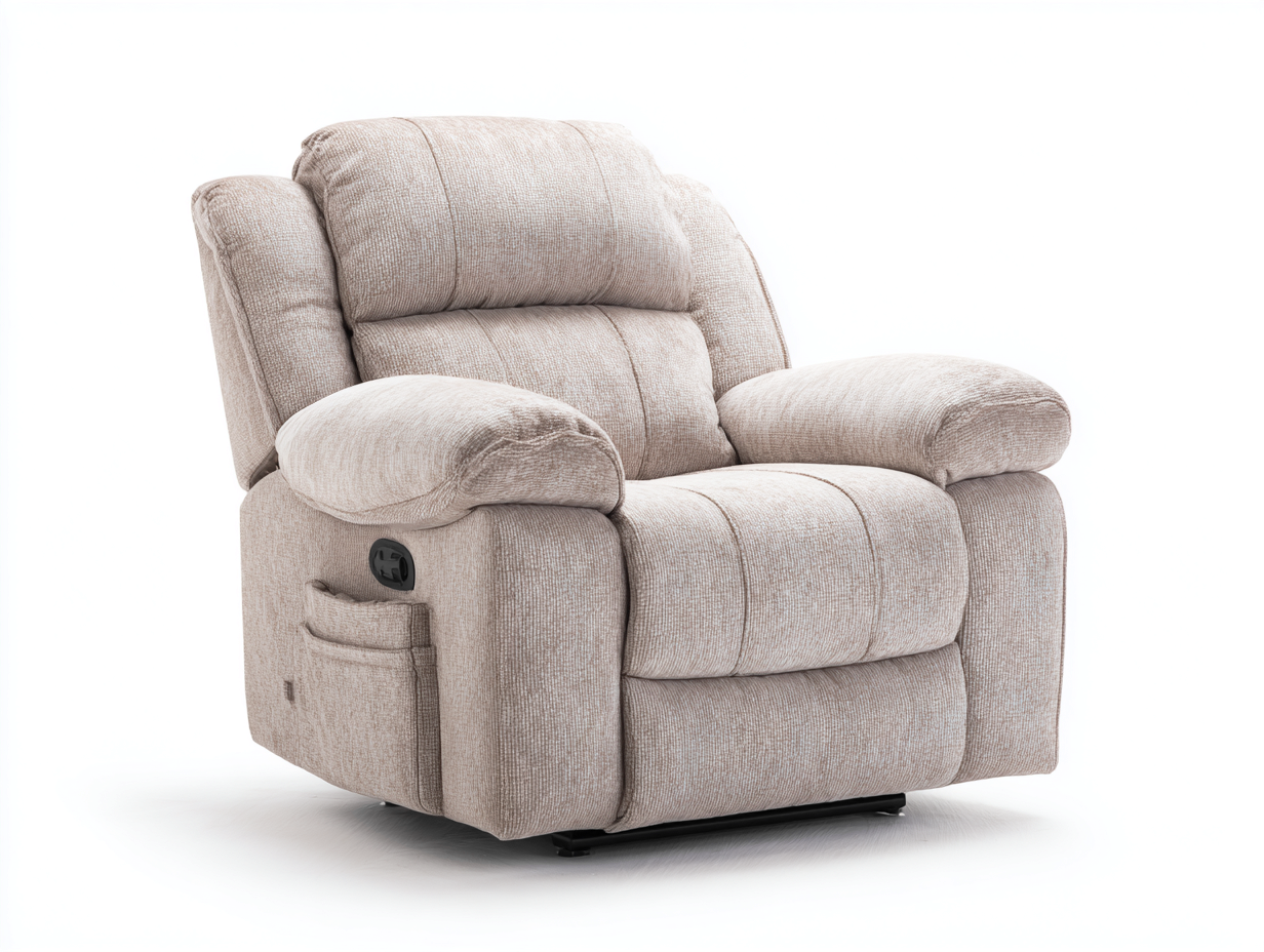 Liegesessel Stoff 100x95x105 cm - Beige - Elektrisch verstellbar - Komfortpolsterung - Modernes Design für Wohnzimmer geeignet-Zanaocorner.