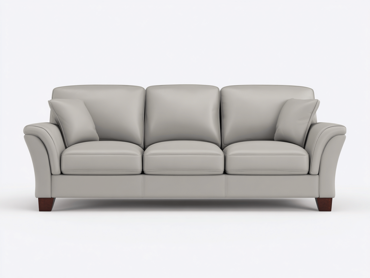 3 Sitzer Sofas Kunstleder Polster 200x88x85 cm - Hellgrau - Modernes Design geeignet für Wohnzimmer-Zanaocorner.