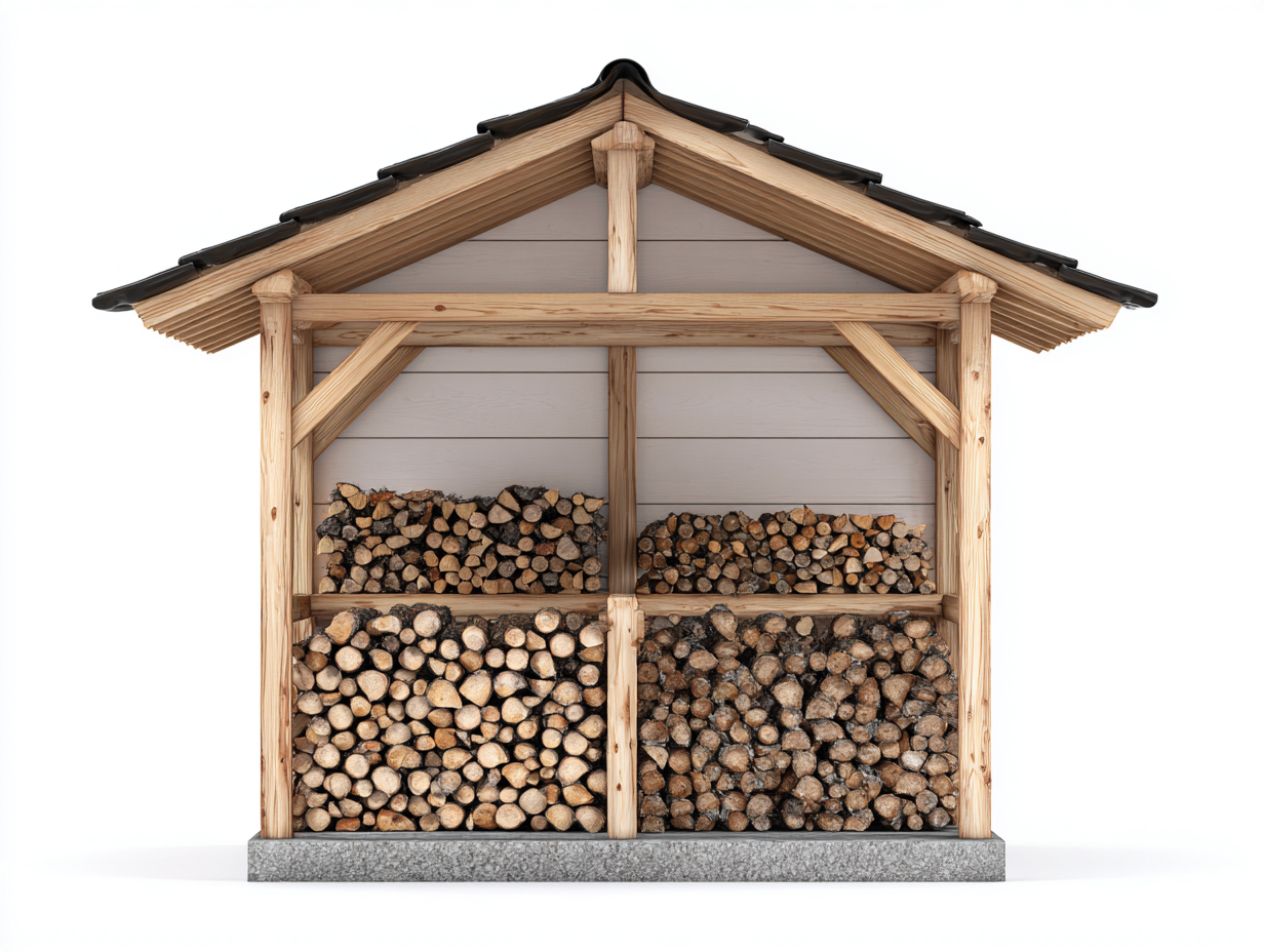 Kaminholzregal Holz 180x70x170 cm - Natur - Für Garten und Außenbereich - Mit Dach und Rückwand-Zanaocorner.