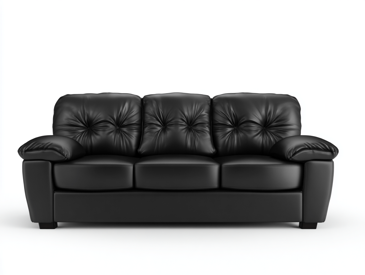 3 Sitzer Sofas Kunstleder Polster 205x90x85 cm - Schwarz - Modernes Komfort Design geeignet für Wohnzimmer-Zanaocorner.