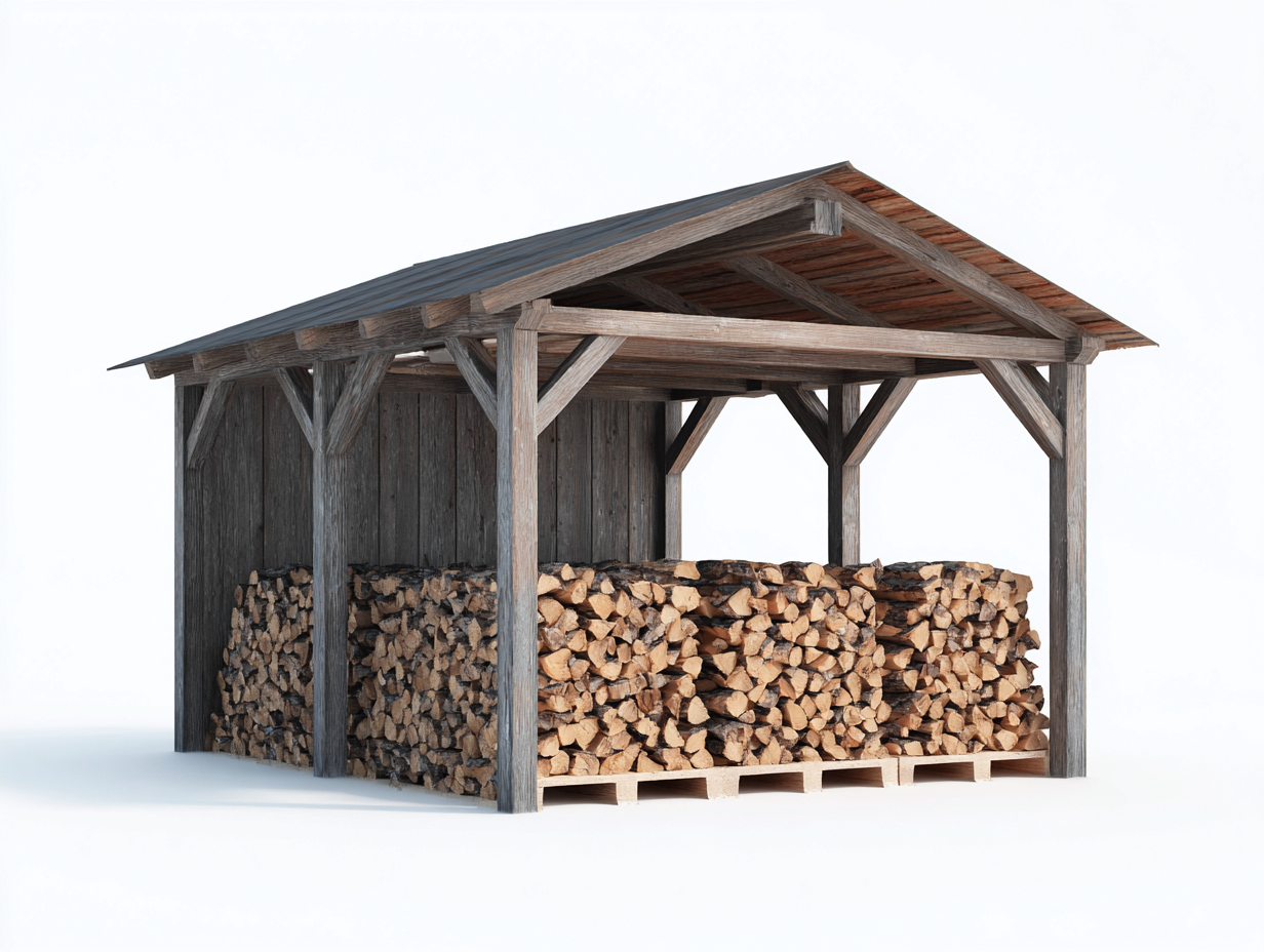 Kaminholzregal Holz 200x80x160 cm - Braun - Für Garten und Terrasse - Mit Dach-Zanaocorner.