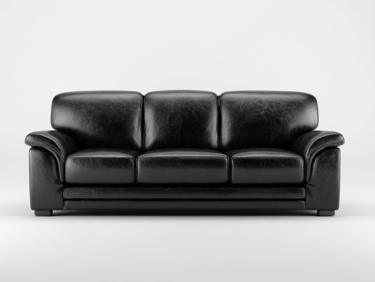 3 Sitzer Sofas Kunstleder Polster 205x92x85 cm - Schwarz - Modernes Design geeignet für Wohnzimmer-Zanaocorner.