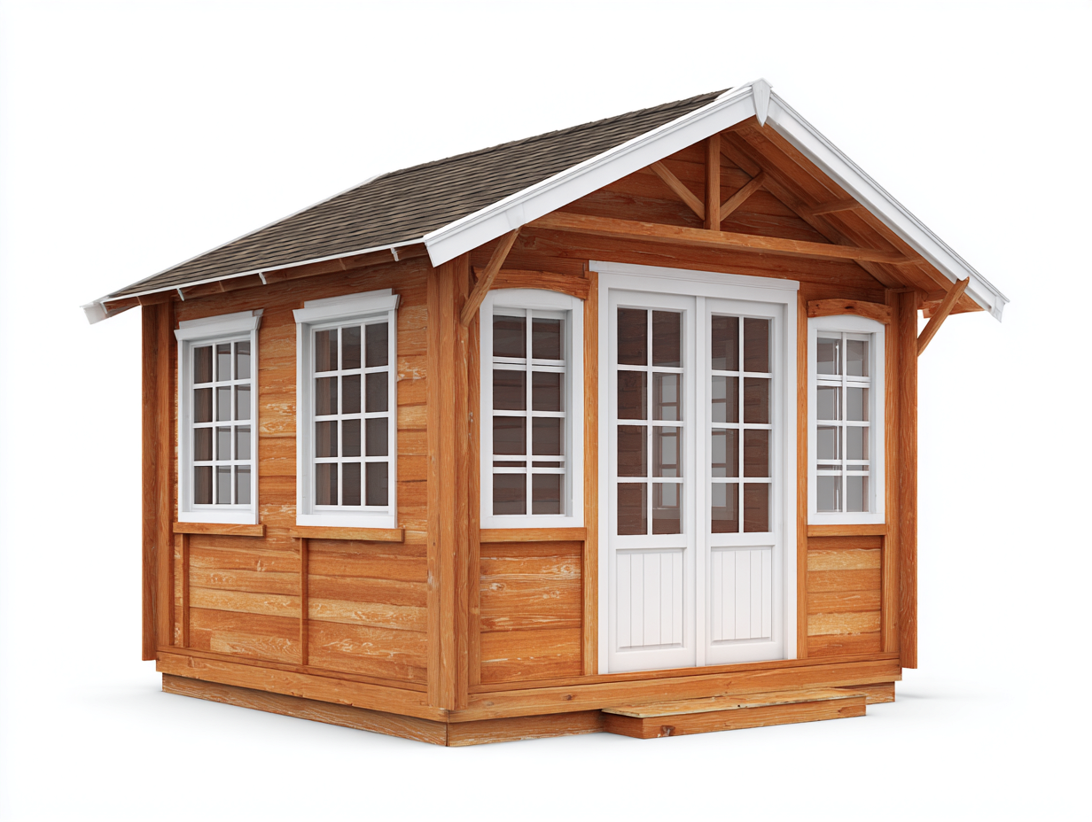 Gartenhaus Holz 300x250x240 cm - Naturfarbe-Weiß - Klassisches Design geeignet für Garten-Zanaocorner.