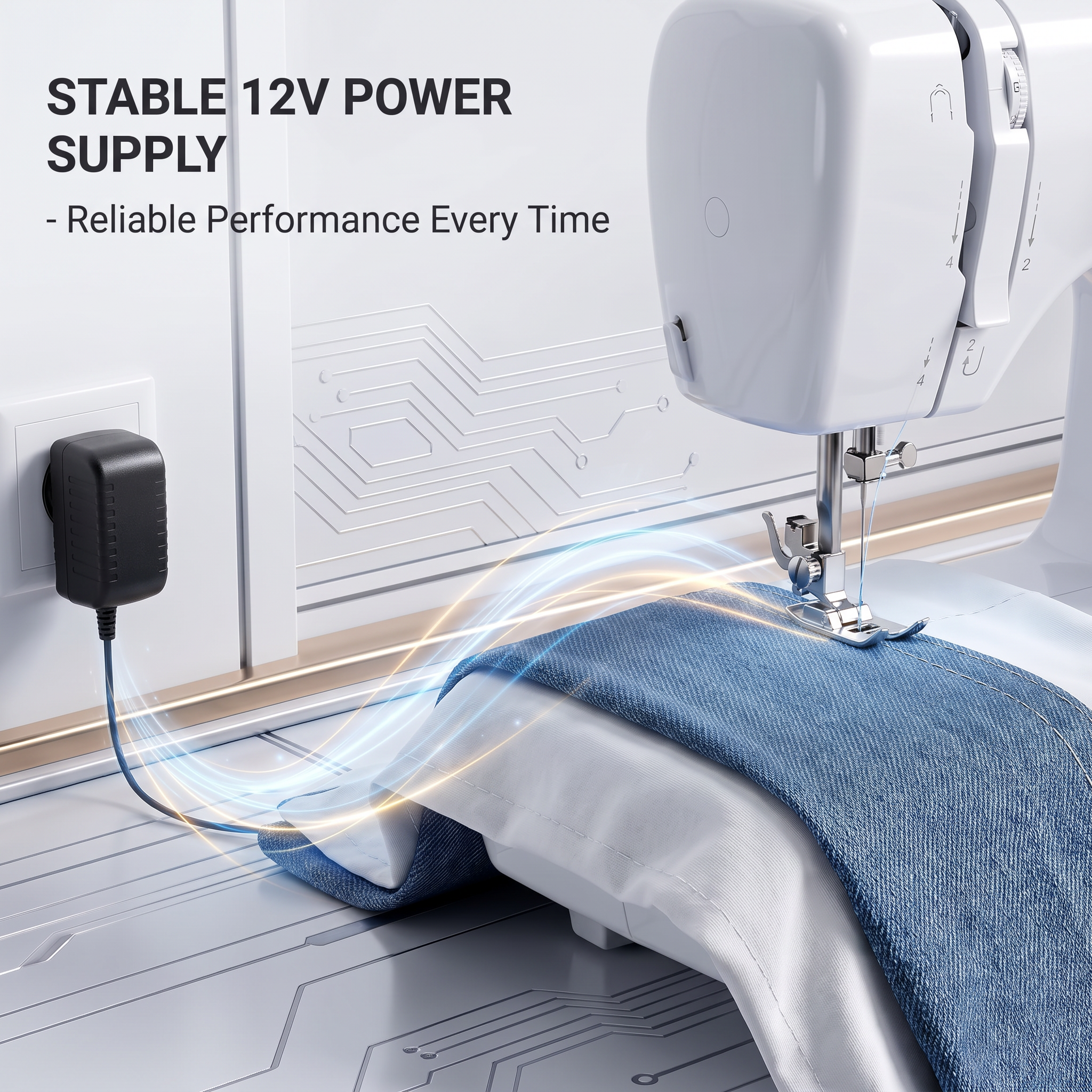 Multifunctional household sewing machine with double thread, double needle, and 12 stitch options.