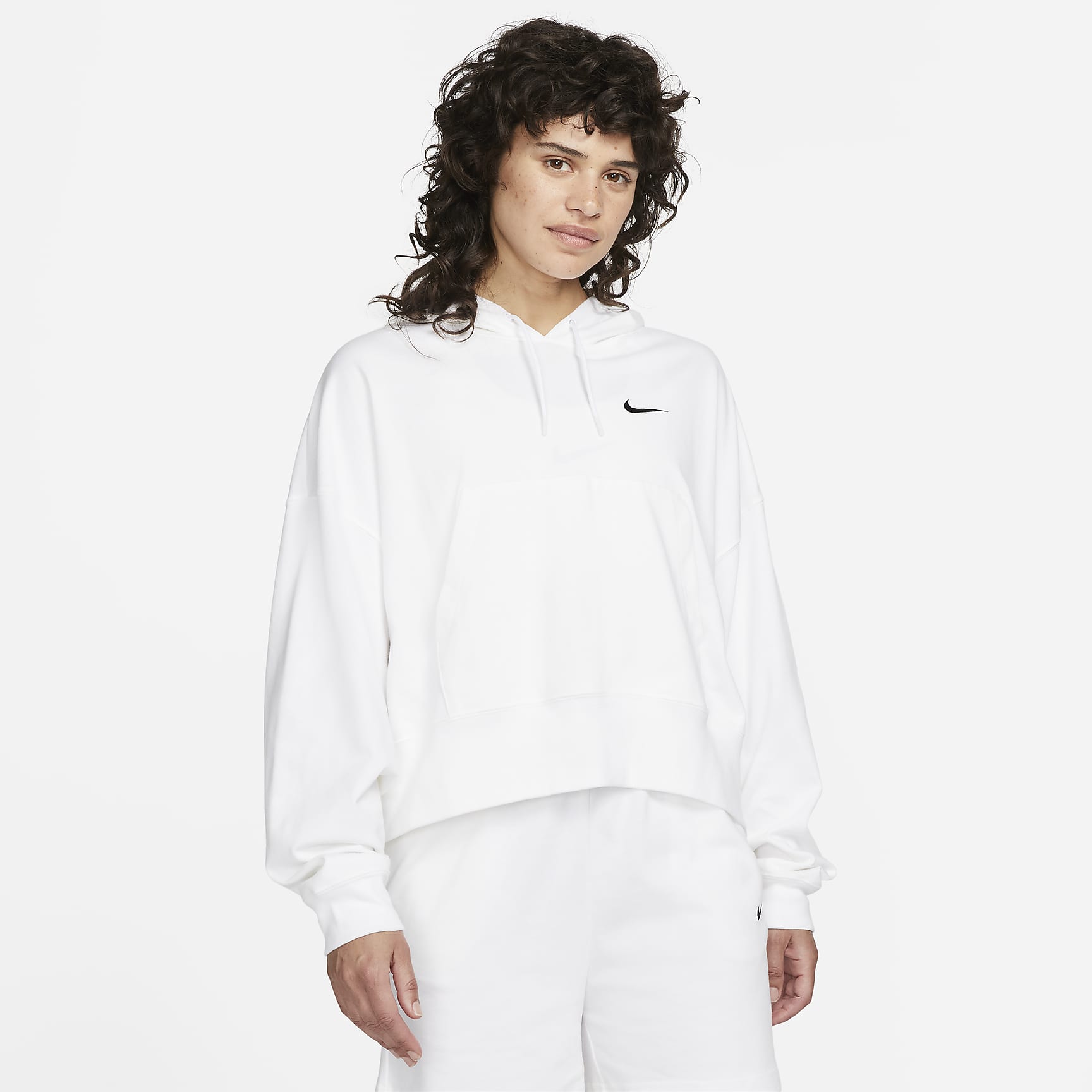 Sportswear - Women's Oversized Jersey Pullover Hoodie
