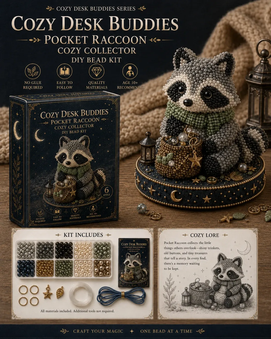 🧵 Cozy Desk Buddies DIY Bead Kit | Handmade Mini Desk Companion