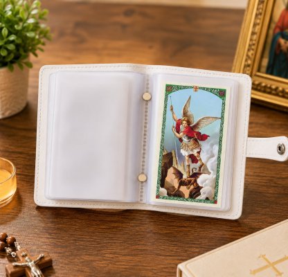 🙏 Genuine Leather Holy Card Holder – Compact Catholic Prayer Card Wallet for Church & Daily Prayer✝️