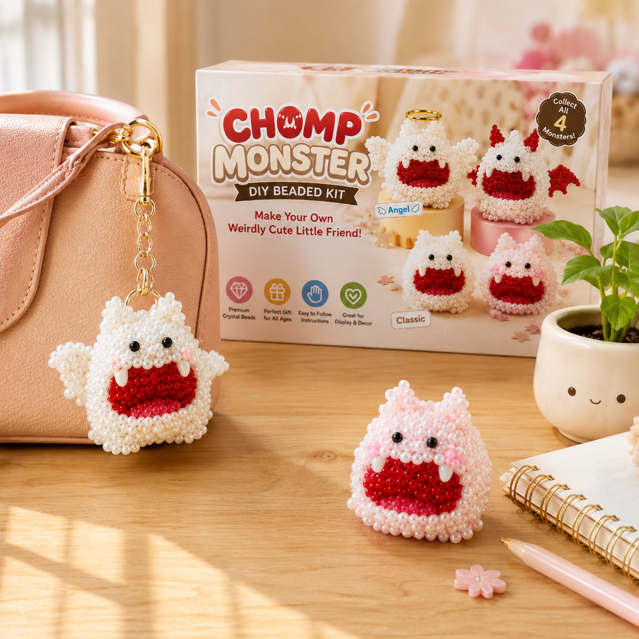 Chubby Chomp Pals DIY Beaded Kit – Cute Little Monster Craft Set
