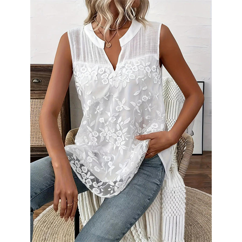 New sleeveless lace T-shirt