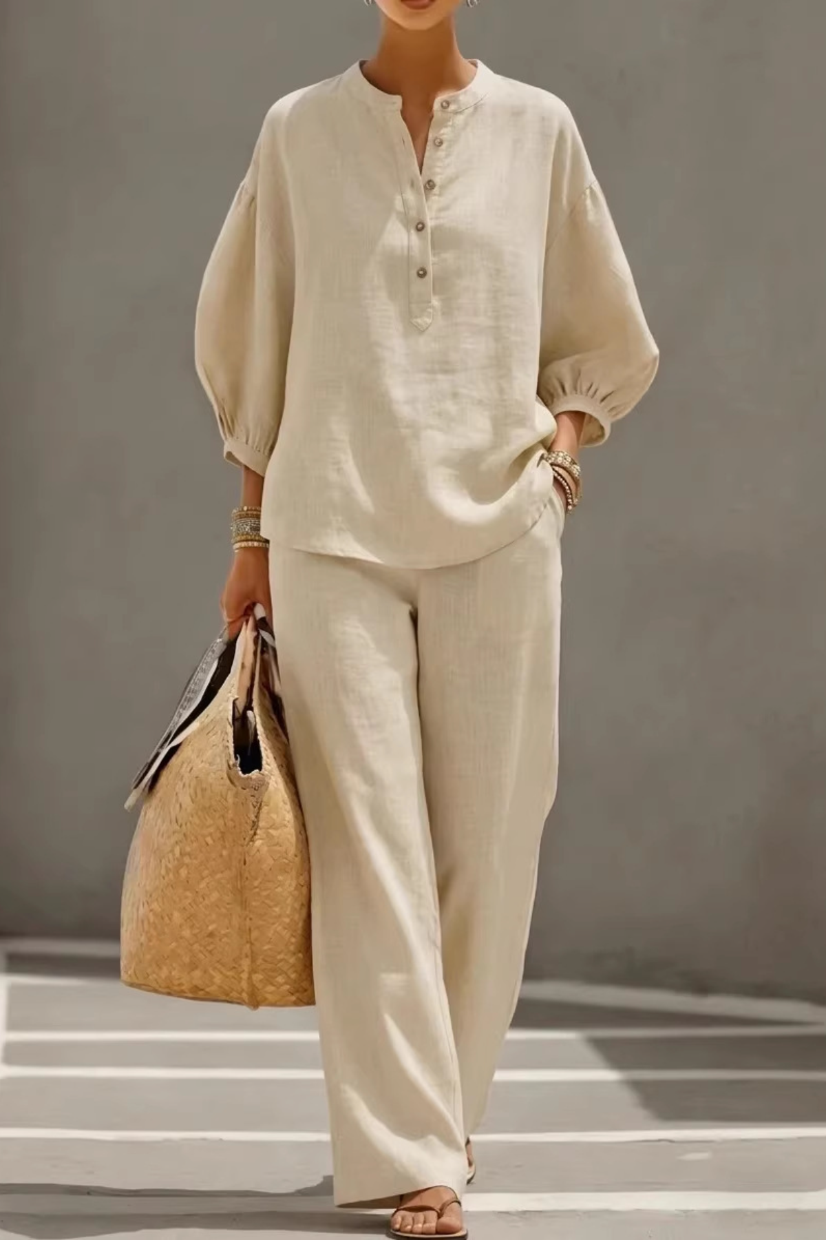 Women's Solid-Color Shirt Set