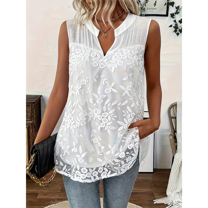 New sleeveless lace T-shirt