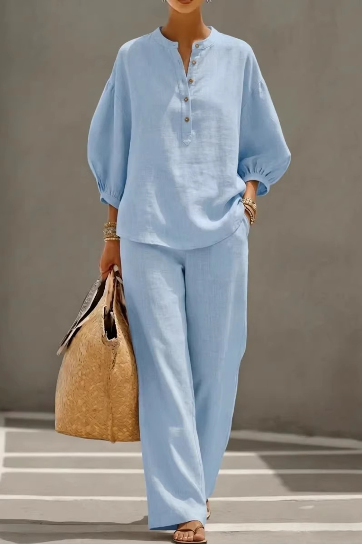 Women's Solid-Color Shirt Set