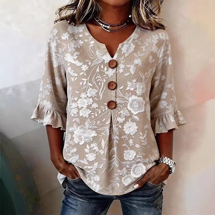Women's floral short-sleeve top