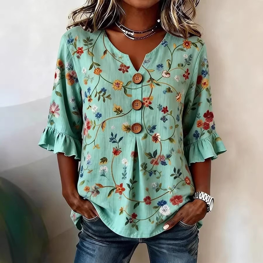 Women's floral short-sleeve top