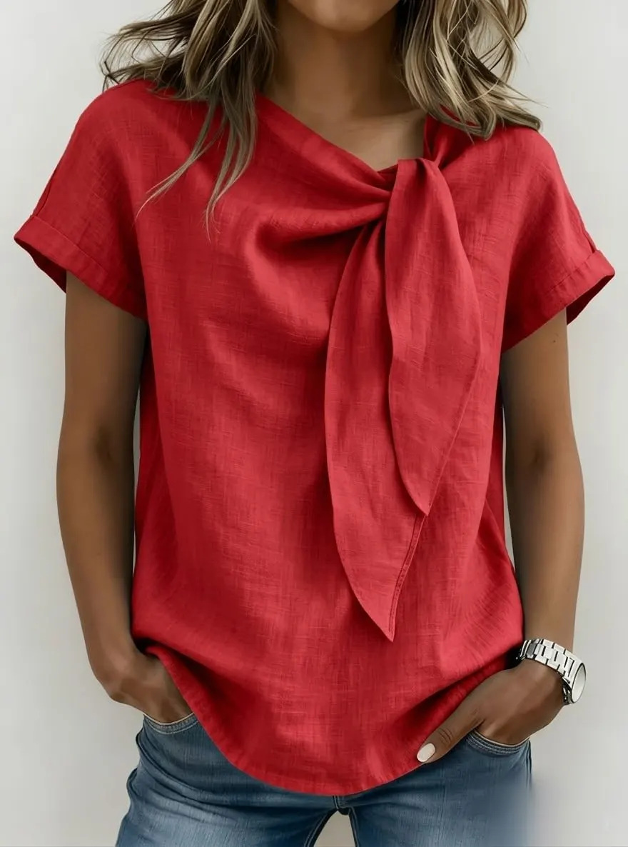 Women's Cotton-Linen Short-Sleeve Top