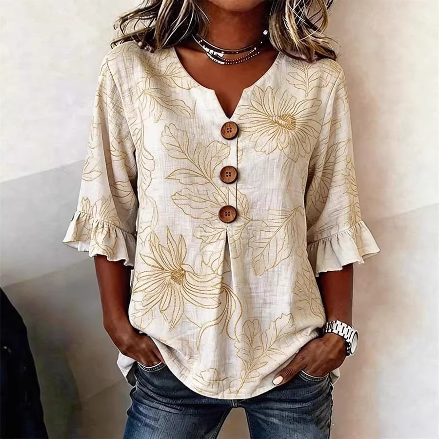 Women's floral short-sleeve top