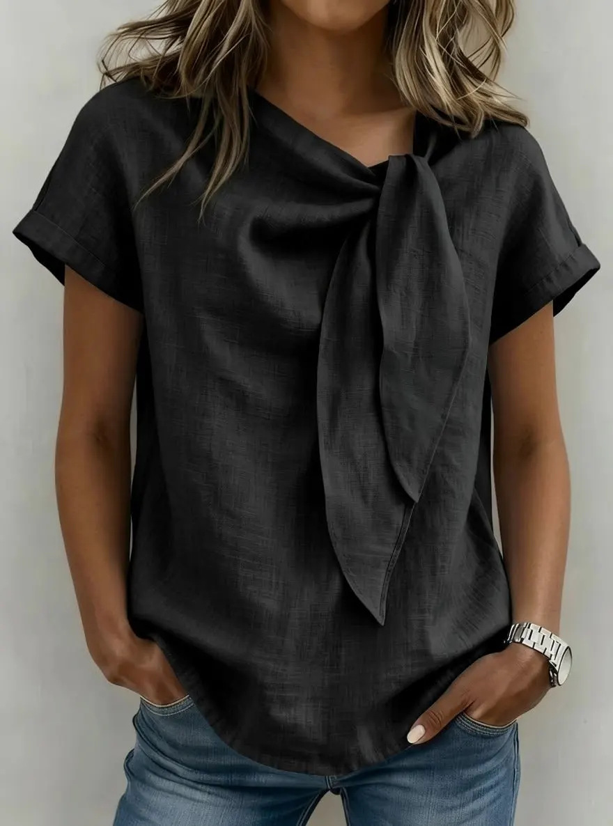 Women's Cotton-Linen Short-Sleeve Top