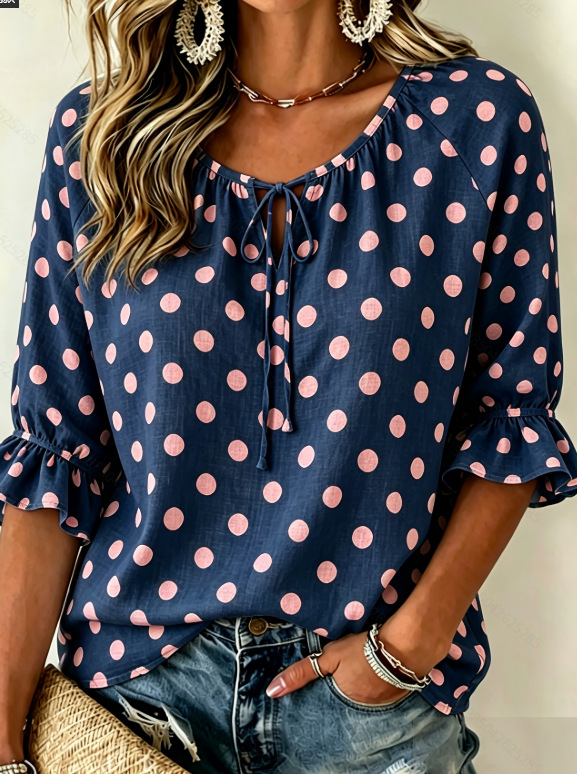 V-neck puff-sleeve top