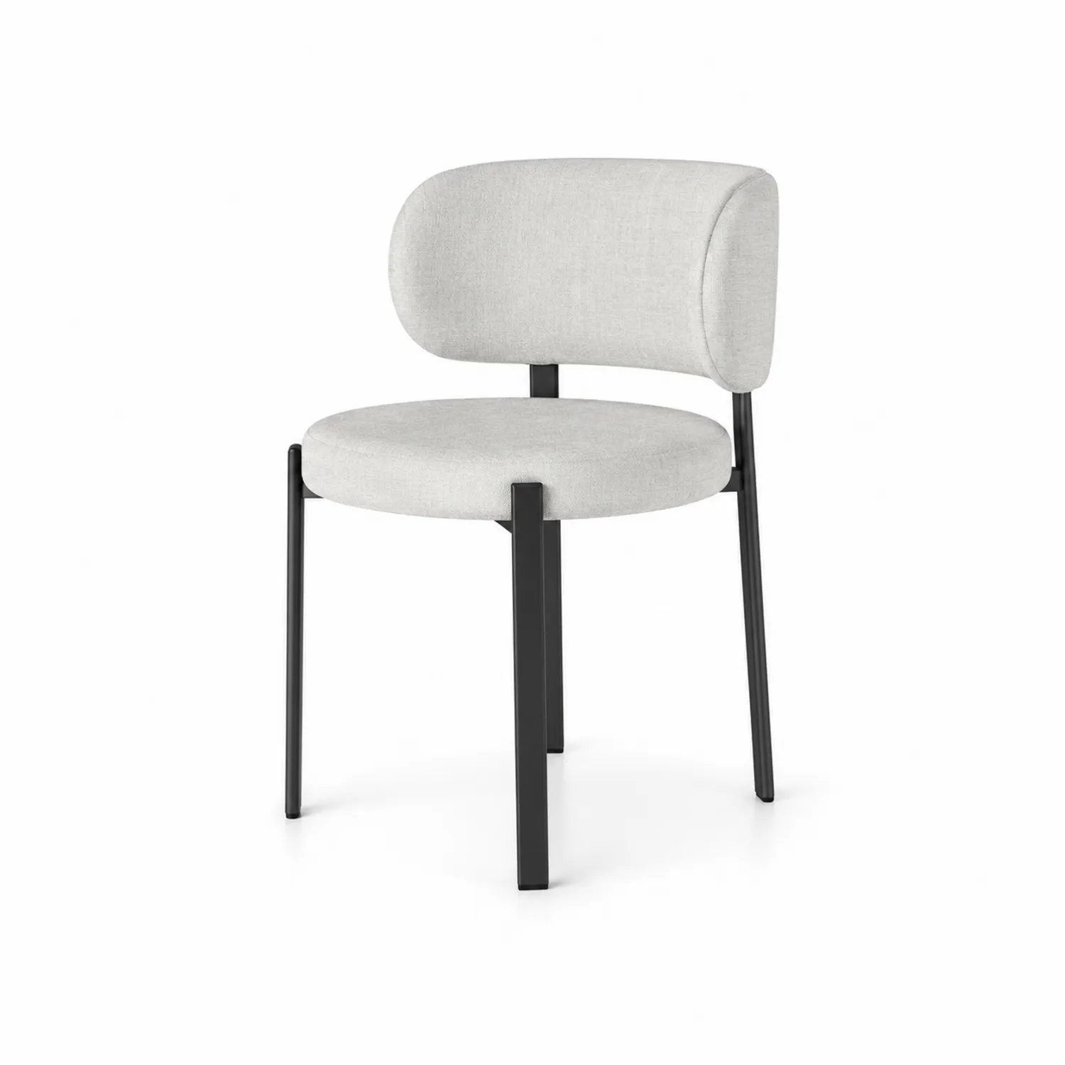 Chaise en tissu polyester Gris clair avec pieds en métal Noir-Domixorn