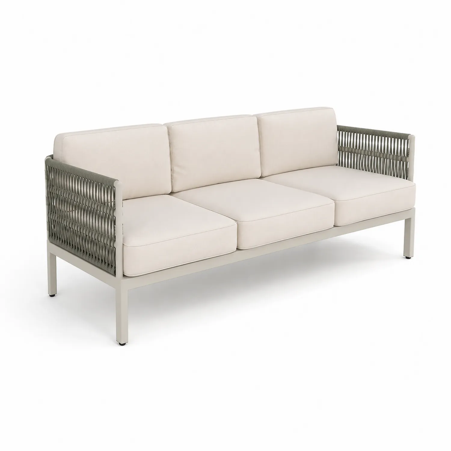 Canapé 3 places en aluminium avec coussins en polyester Beige-Domixorn