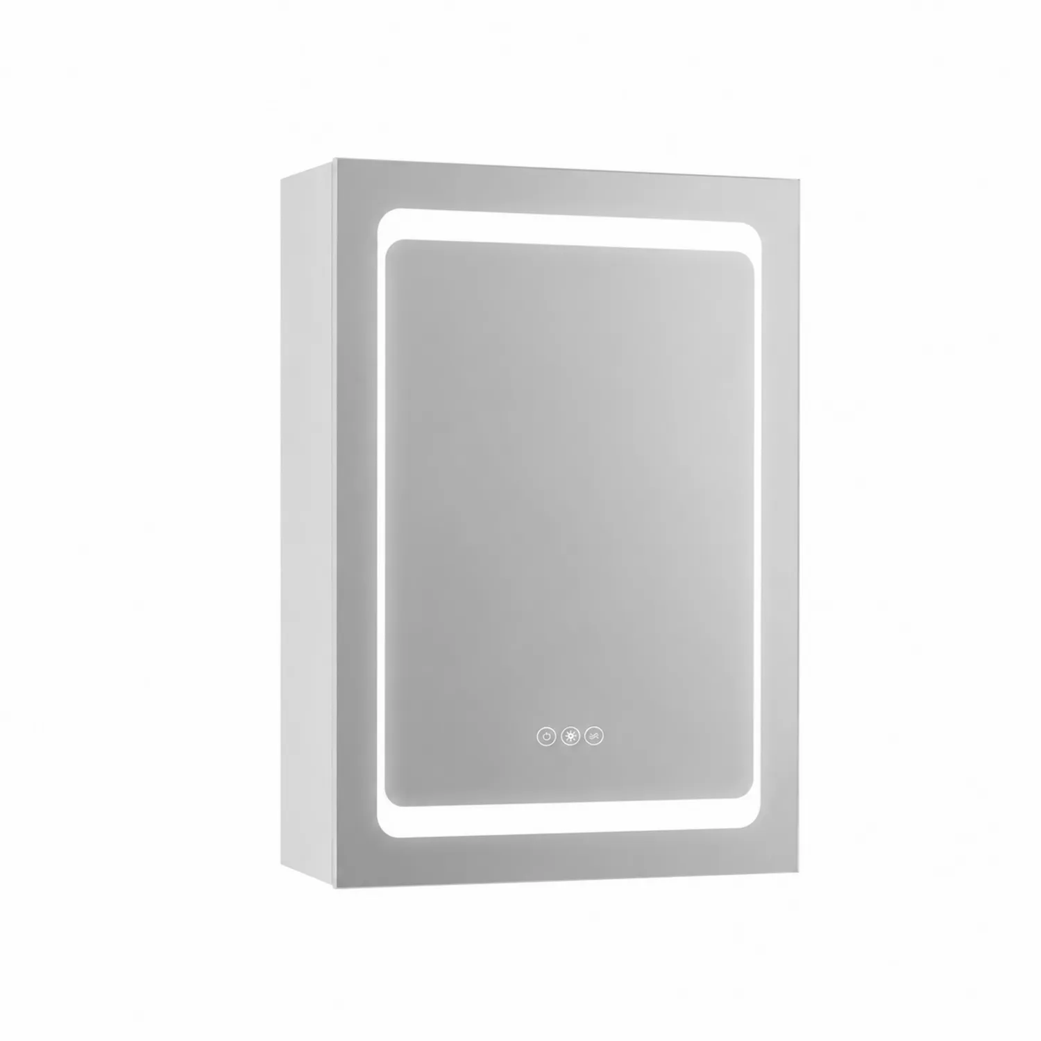 Armoire de toilette en aluminium avec miroir LED et verre trempé 60x80x12 cm Blanc-Domixorn